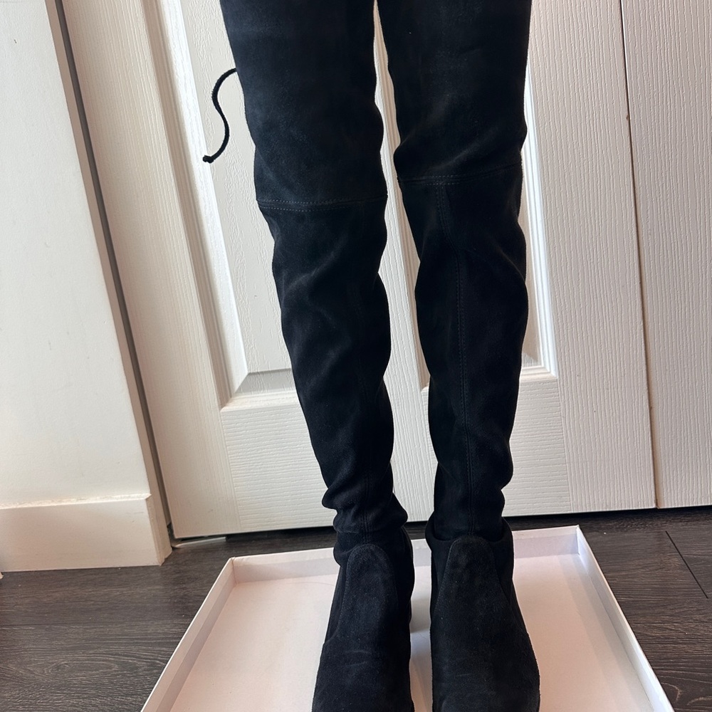 Stuart Weitzman Black Over-the-Knee Suede Boots
